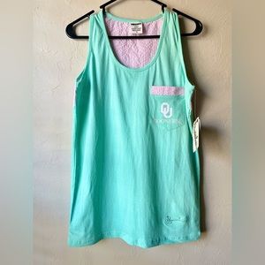 🆕 Pressbox Pastel Teal Pink & White Striped OU Tanktop | Large